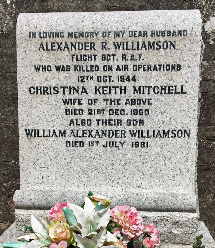 F/Sgt Alexander Ritchie Williamson<br/><br /><br />died October 12th, 1944